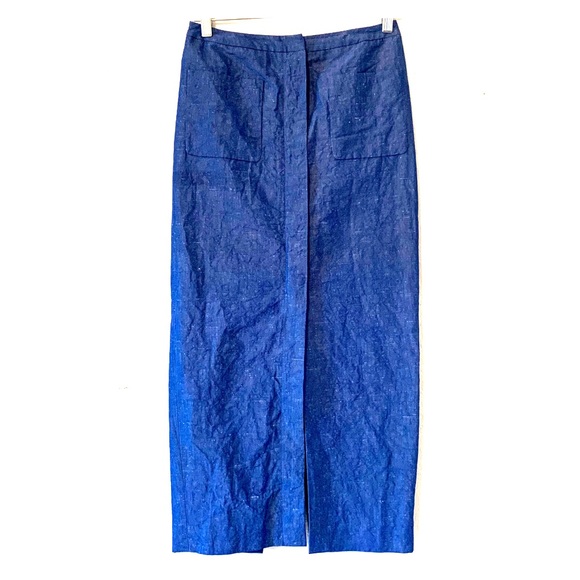 Anne Mashburn Jacquard Denim Midi Skirt, size 2 - Picture 1 of 5